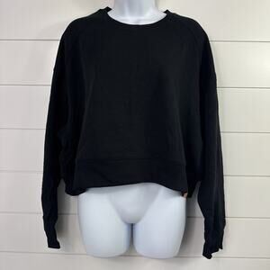 Tentree Bluffs Cropped Crew Sweatshirt Pullover Meteorite Black sz L